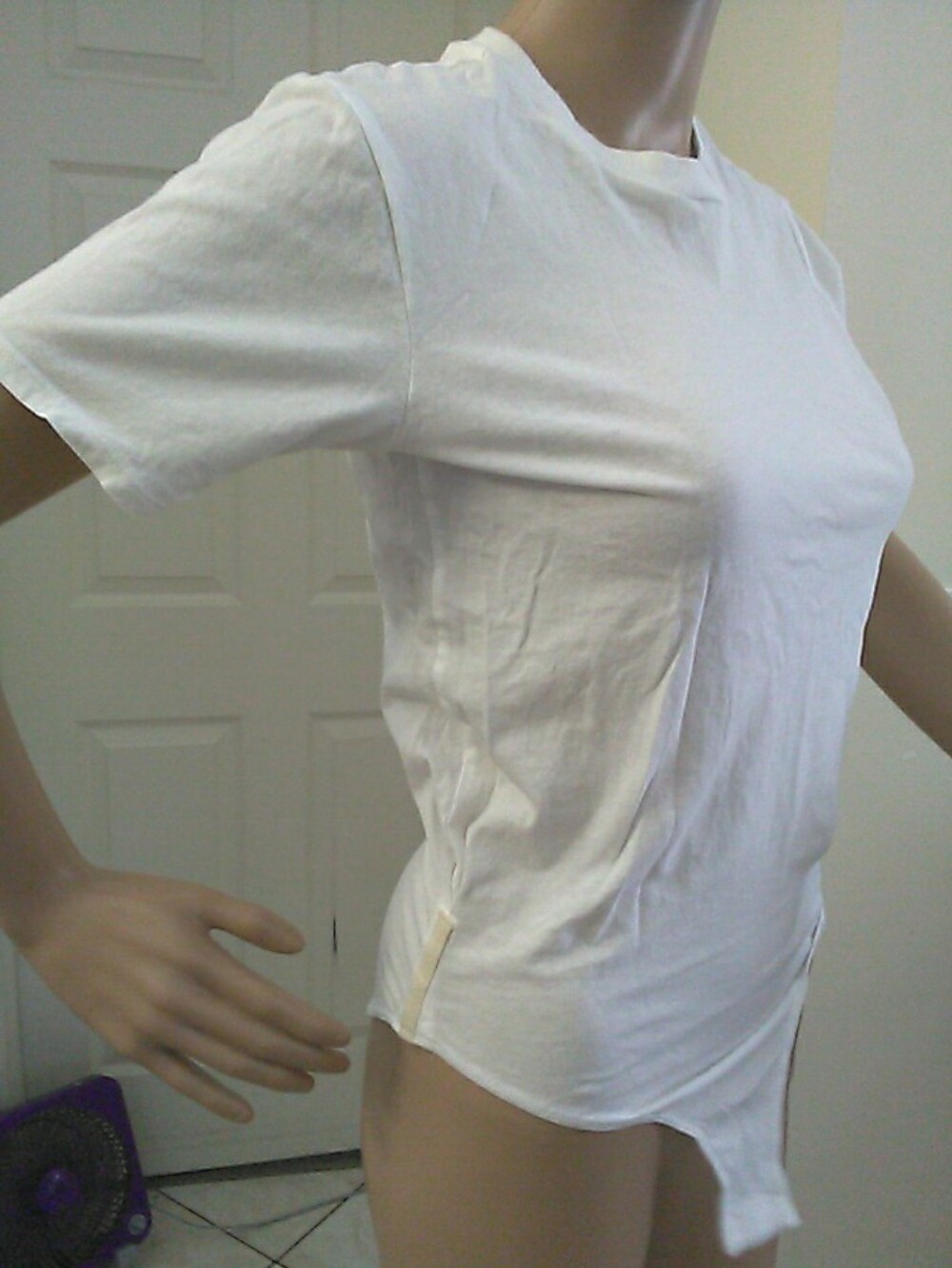 NWOT FREE PEOPLE BODYSUIT UNIQUE White Crewneck SZ.XS (SIDE CUT DIFF.)